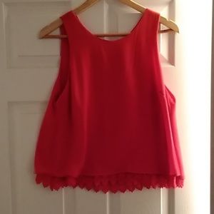 Lush Red Crochet Hem Tank Top